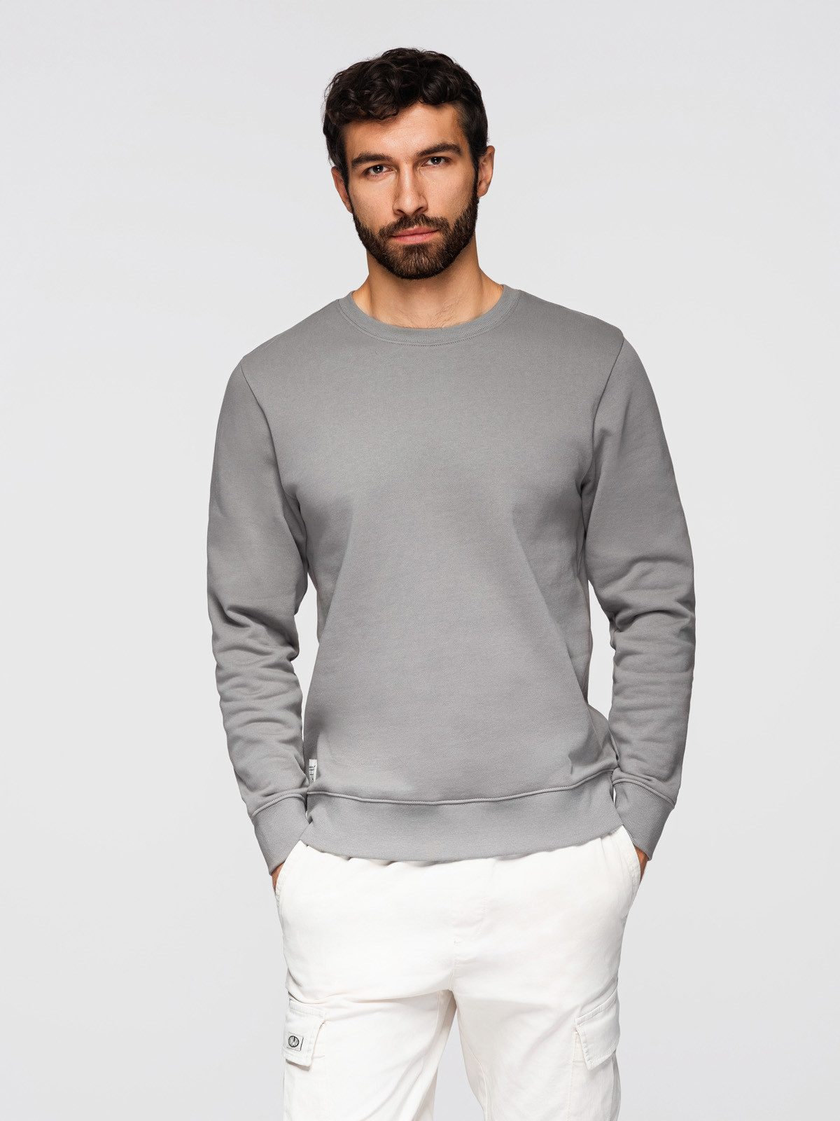 Sweatshirt Herren Sweatshirt Basic Rundhals Langarm Grau XXL