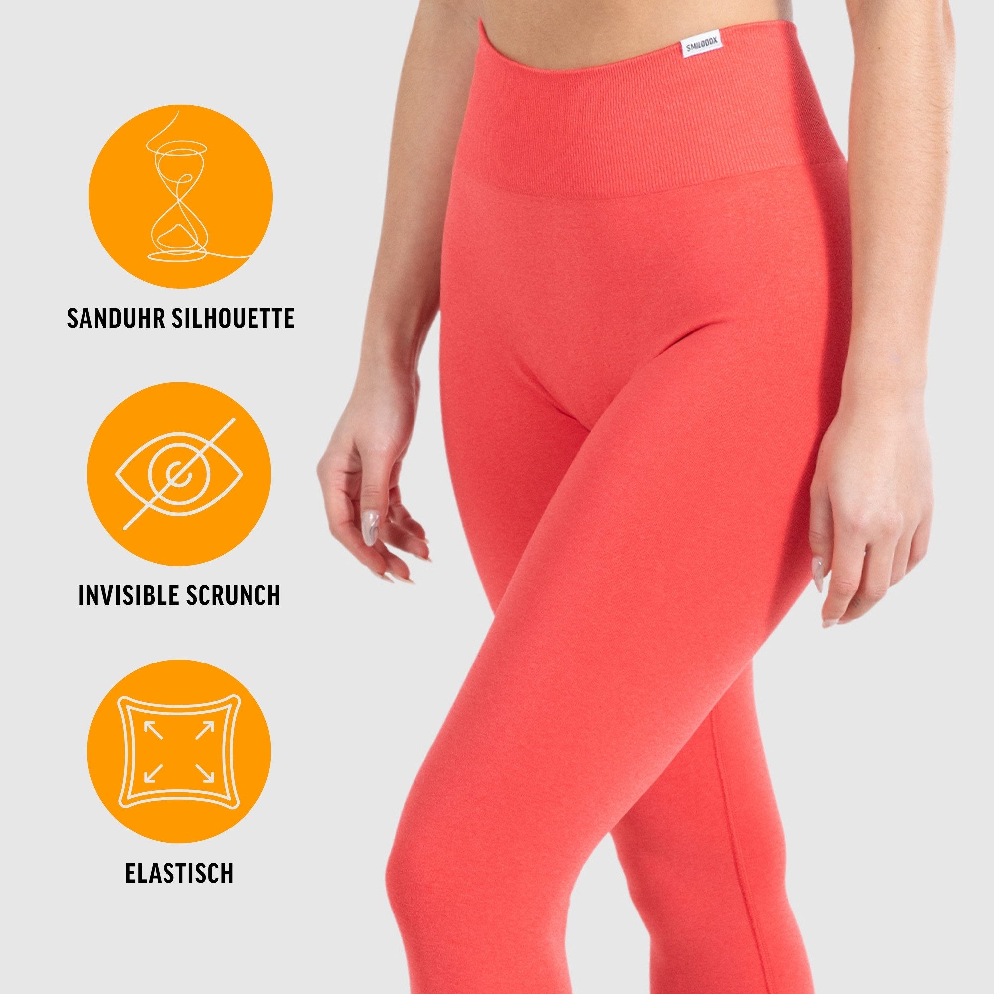 Smilodox Leggings Amaze Pro mit Scrunch-Effekt, High Waist V-Shape Sport & Yogahose Seamless Push Up Booty Fitnesshose Blickdicht Yoga Gym Figurformend