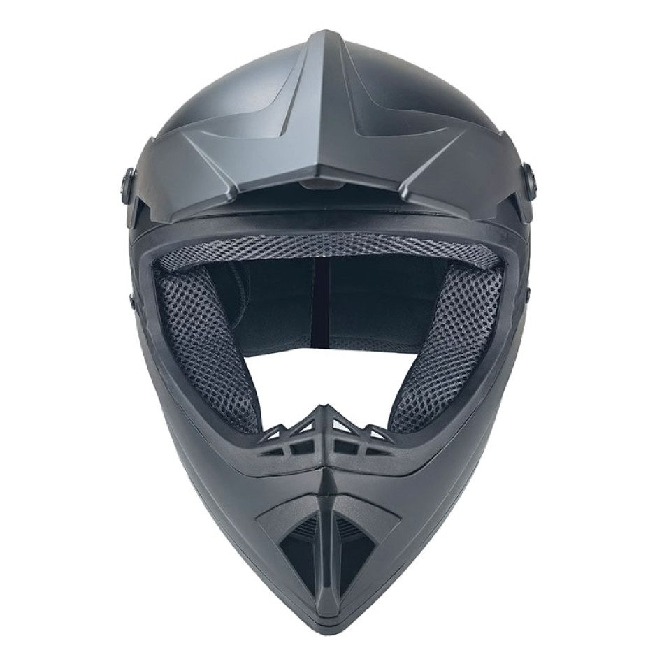 FunSport-Factory Motocrosshelm Motocrosshelm Kindercrosshelm Schwarz Matt Uni, integrierte Sonnenblende