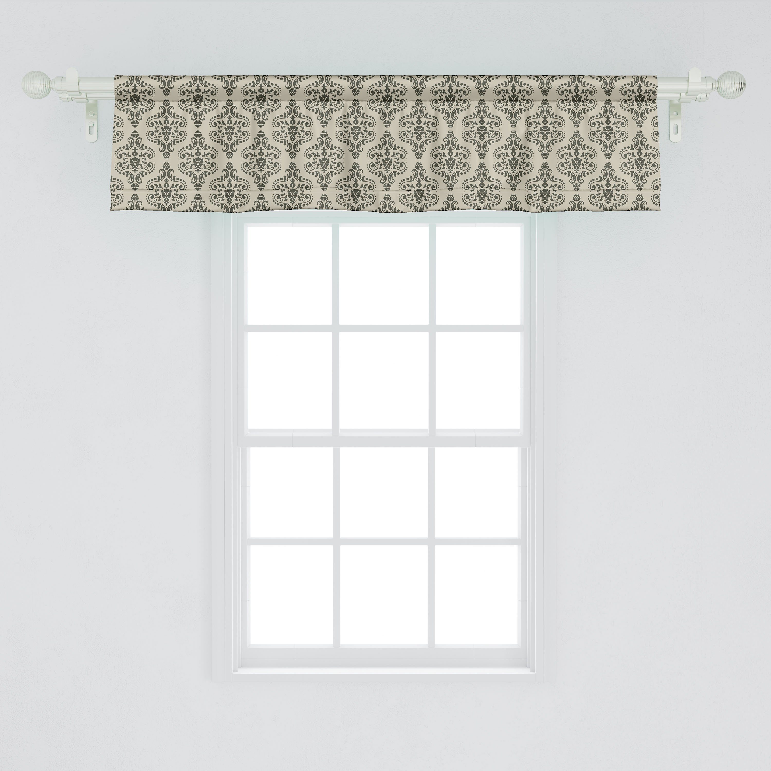 Viktorianisch Schlafzimmer Scheibengardine Damast-Muster-Shapes Abakuhaus, Microfaser, Vorhang Stangentasche, Volant mit Küche für Dekor