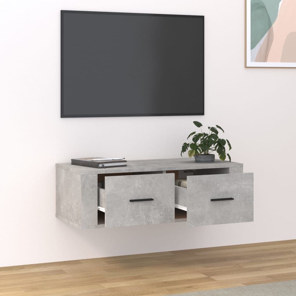 Holzwerkstoff Betongrau vidaXL 80x36x25 (1-St) cm TV-Wandschrank TV-Schrank