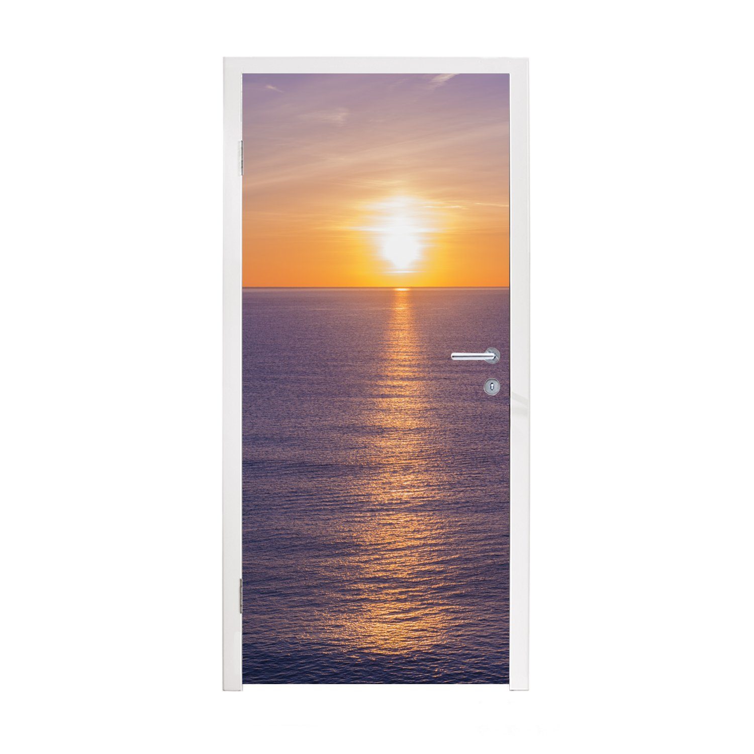 MuchoWow Türtapete Frankreich - Meer - Sonne, Matt, bedruckt, (1 St), Fototapete für Tür, Türaufkleber, 75x205 cm