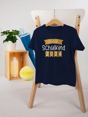 Shirtracer T-Shirt Endlich Schulkind Banner 2024 Einschulung Junge Schulanfang Geschenke