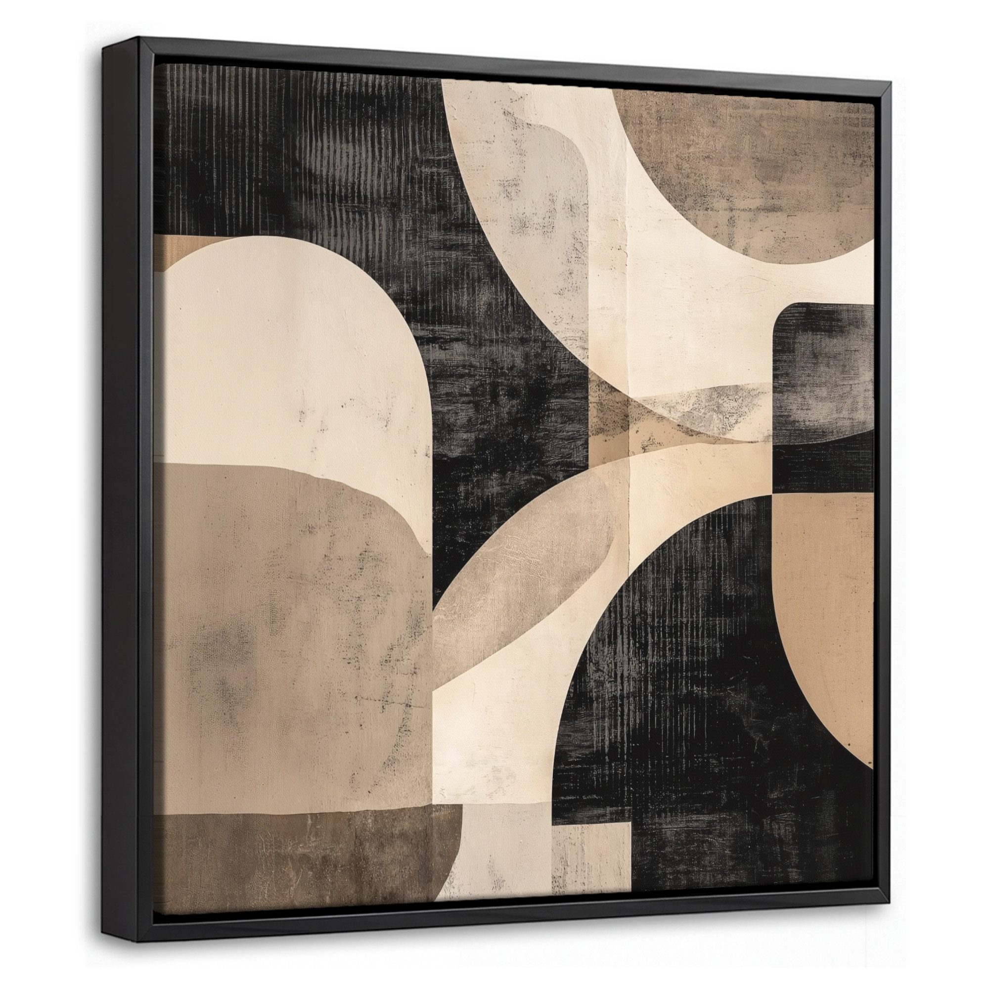 OneMillionCanvasses® Leinwandbild mit Rahmen - Abstrakt - Formen - Modern - Beige, Fotodruck (1 St), Leinwand Bilder Klein, Wand Dekoration Aesthetic 20x20cm
