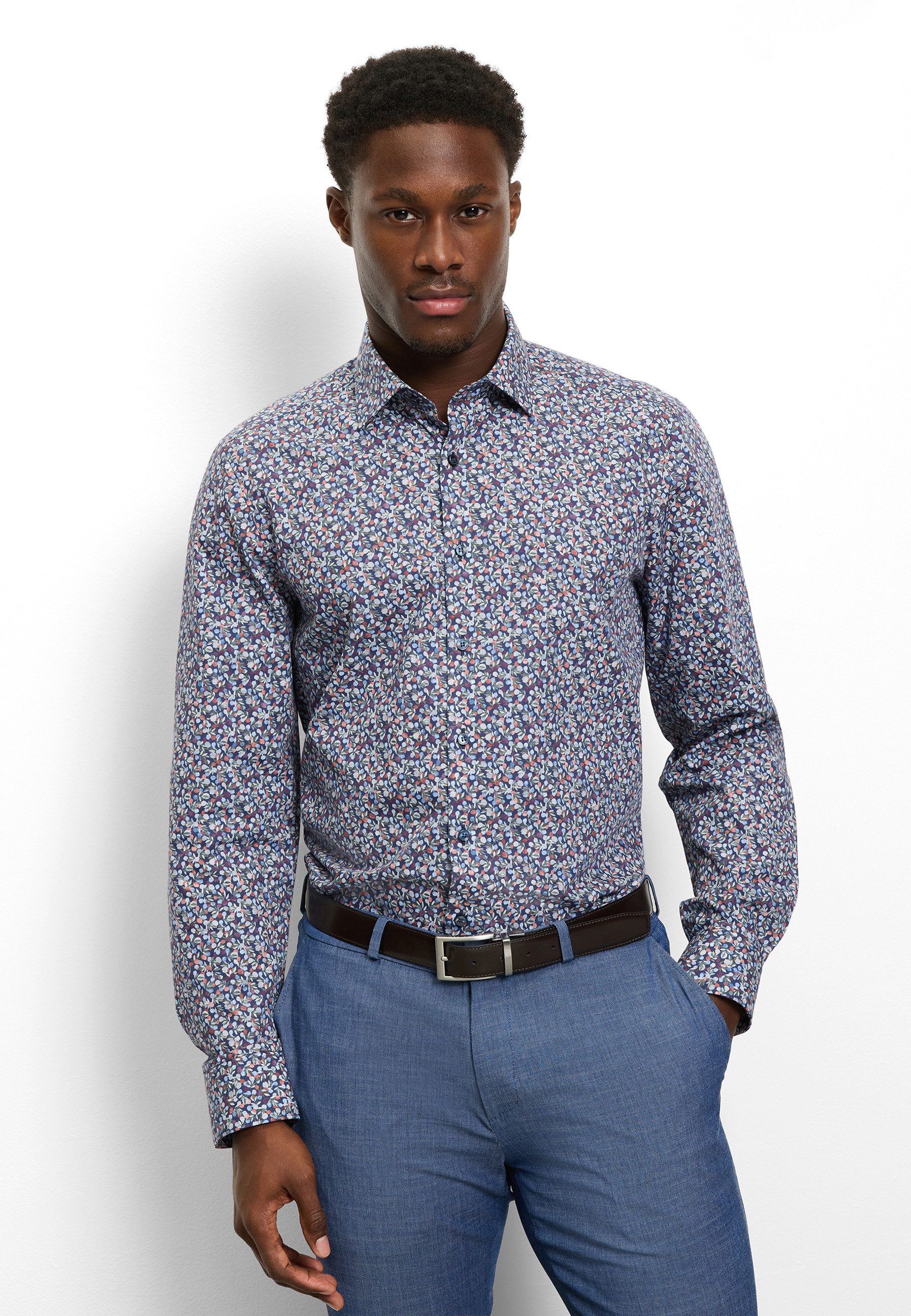 OLYMP Langarmhemd Level Five Businesshemd, body fit, New York Kentkragen, florales Muster