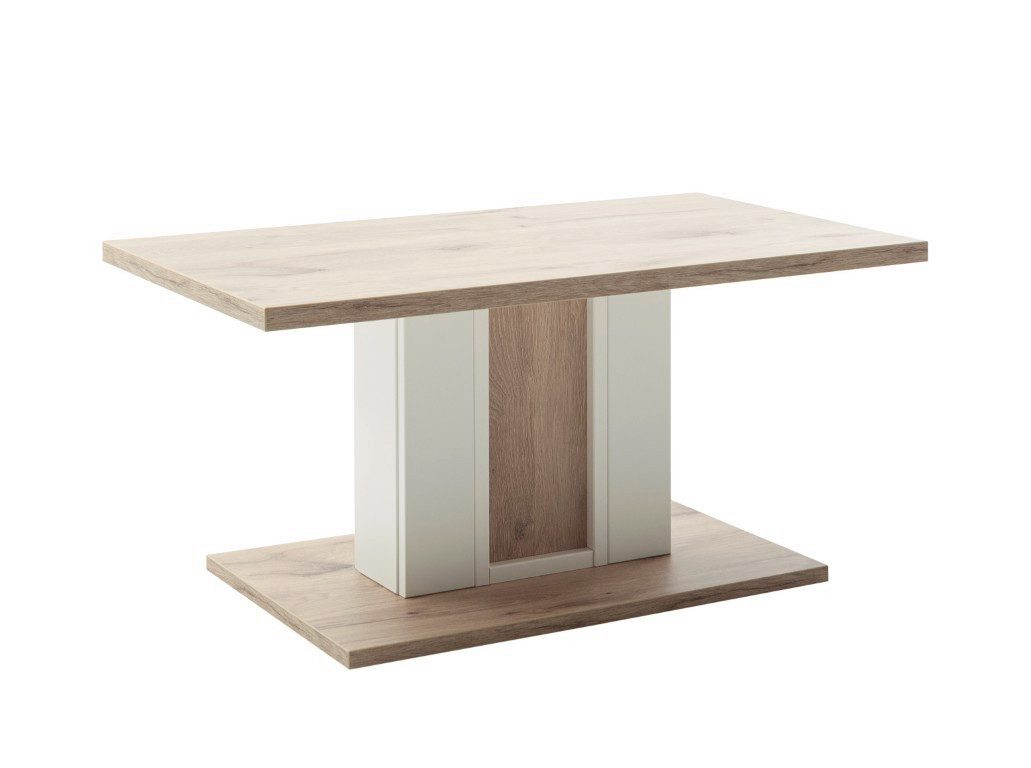 MCA furniture Couchtisch Couchtisch Santerno, Soft white / Viking Oak, Wohnzimmertisch, Eiche Evoke Dekor ca,:100 cm, mit Säulenfuß