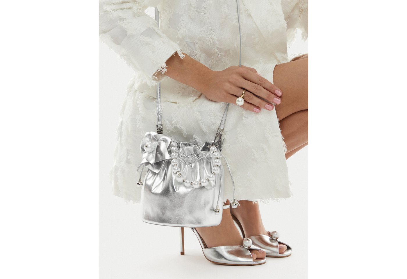 GINO ROSSI Handtasche Gino Rossi Damenhandtasche Silber