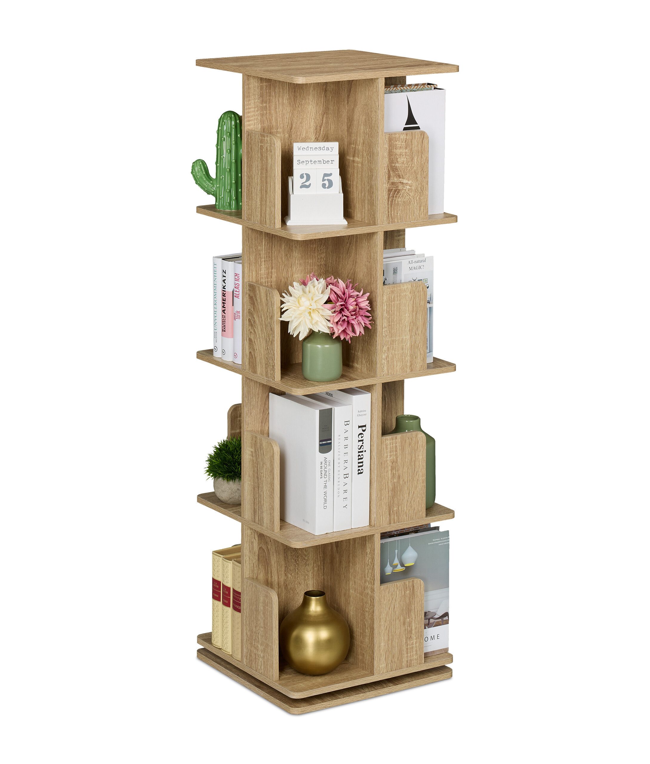 relaxdays Bücherregal eckig Holzoptik, 4