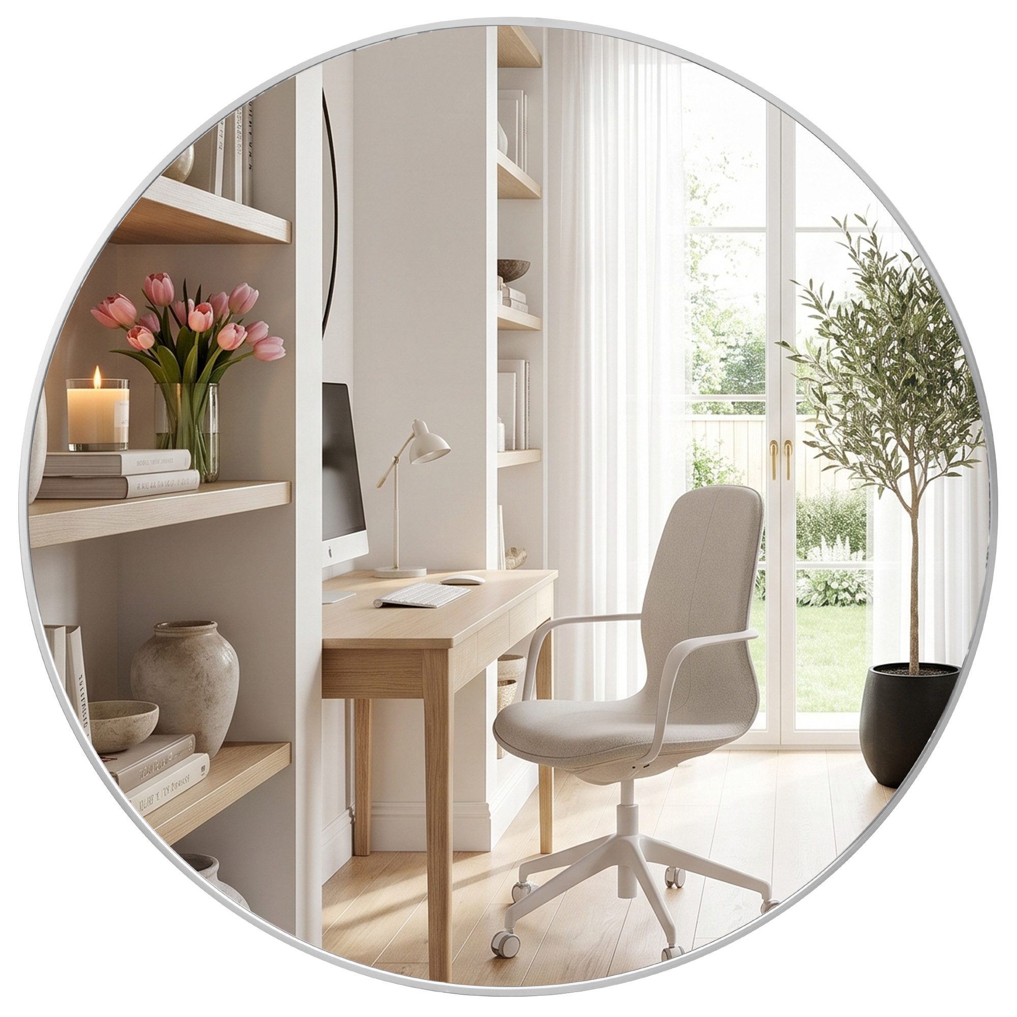 OTTO home Spiegel Wandspiegel Addrik, wahlweise in 2 Größen 60x60cm oder 80x80cm (Rahmen aus Metall, Aluminium), runde Form, in verschiedenen Farben – Bild 2 von 5