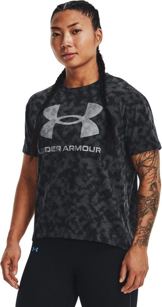 mit Logodruck Kurzarm-Oberteil Black UA 001 Under Heavyweight Armour® T-Shirt