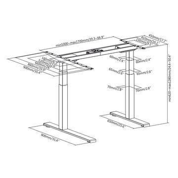 Ergo Office Eckschreibtisch ER-432, Sitz-Steh-Schreibtisch ohne Tischplatte