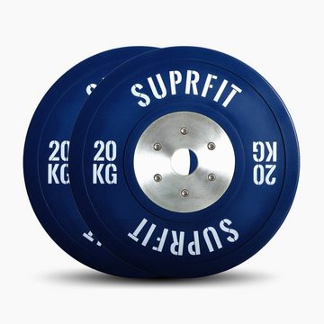 SF SUPRFIT Hantelscheiben Pro Competition Bumper Plate Set 90 kg, 90 kg, (2x20kg, 2x15kg, 2x10kg), Rostfreier Innenring aus Edelstahl. IWF-Norm
