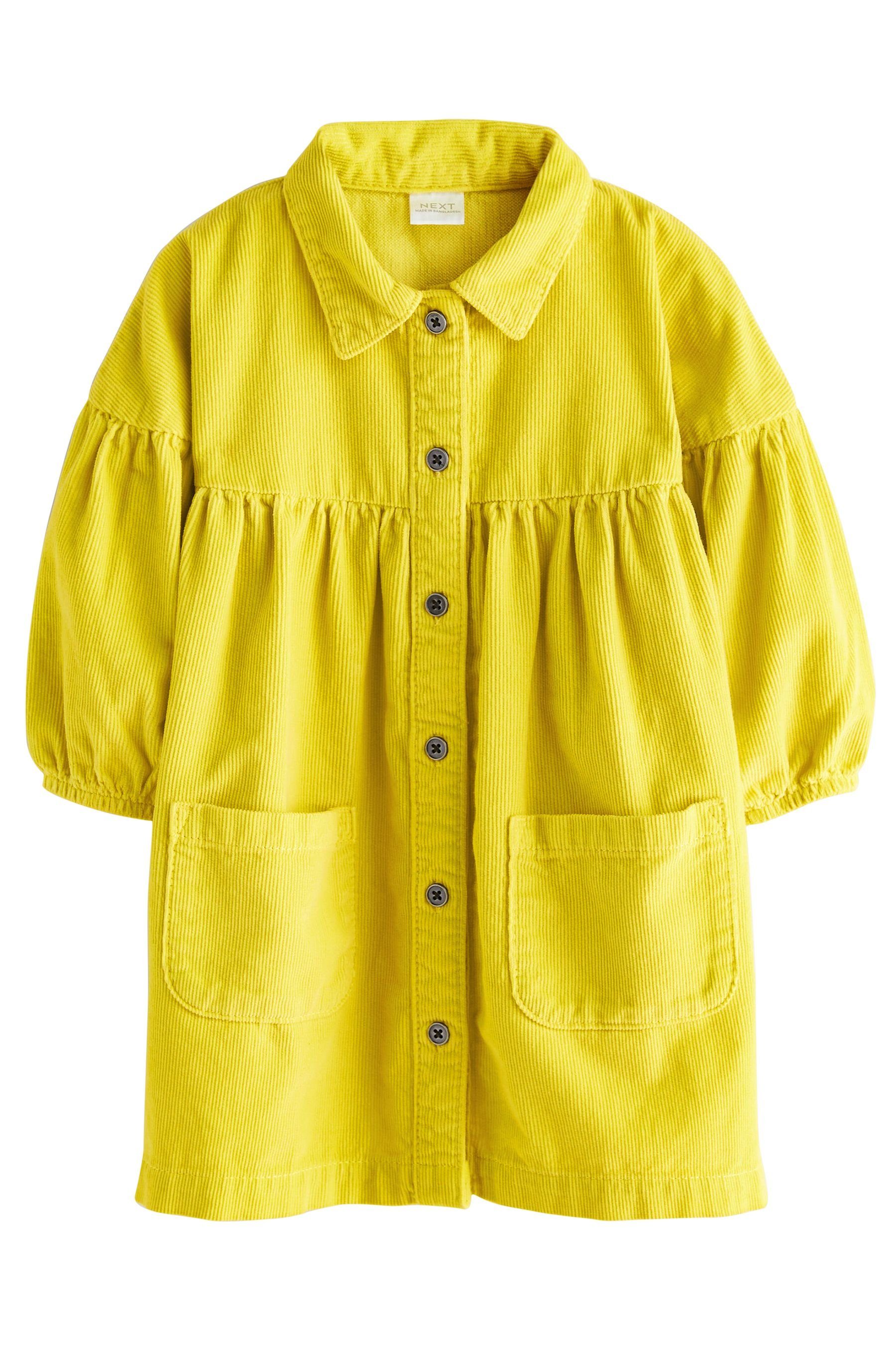 Corduroy aus Yellow Blusenkleid (1-tlg) Next Baumwolle Hemdkleid