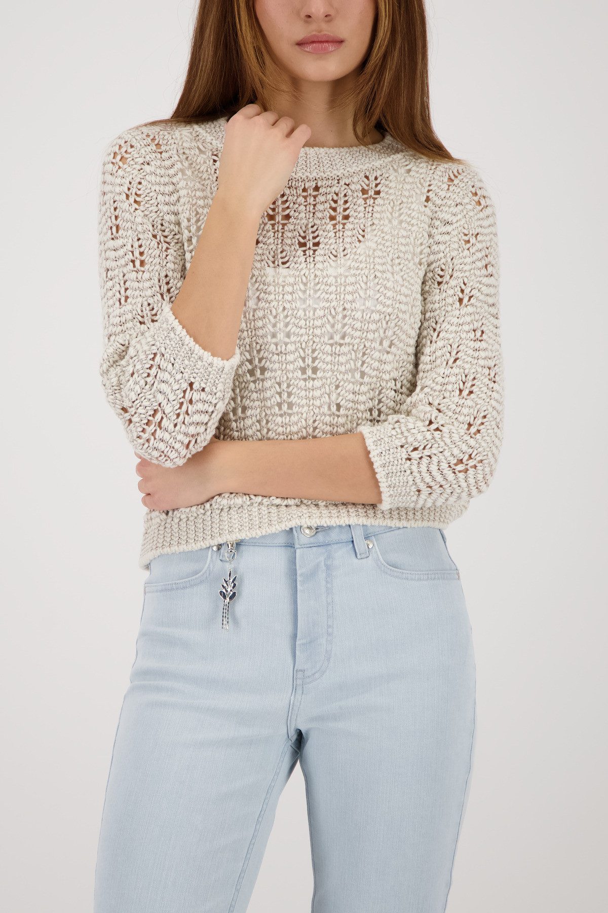 Monari Strickpullover Pullover Ajour Regular fit mit glänzenden Details günstig online kaufen
