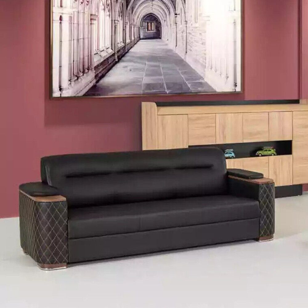 2tlg Made Couchgarnitur Schwarze Dreisitzer Arbeitszimmer 3+1, JVmoebel Sofa Europe In Luxus Sessel