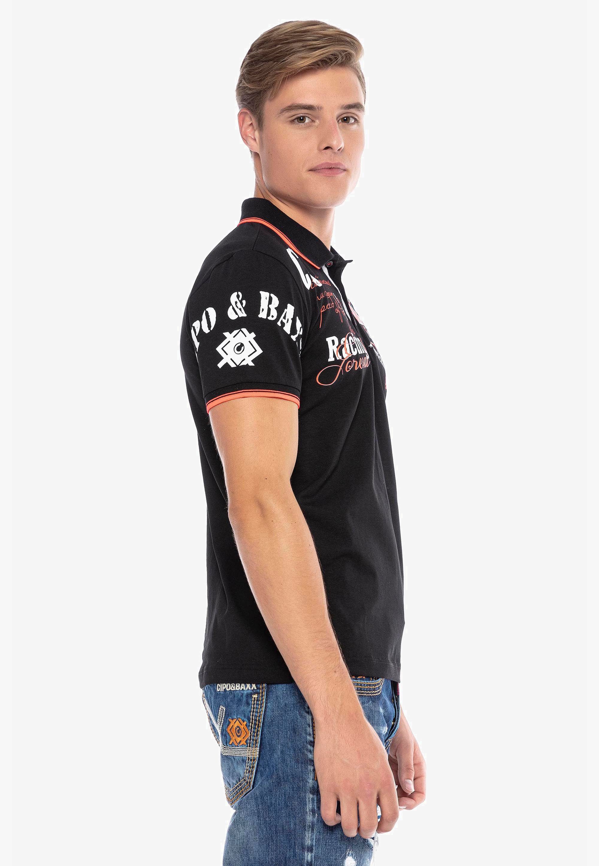 schwarz mit Cipo Baxx trendigem & Print Poloshirt