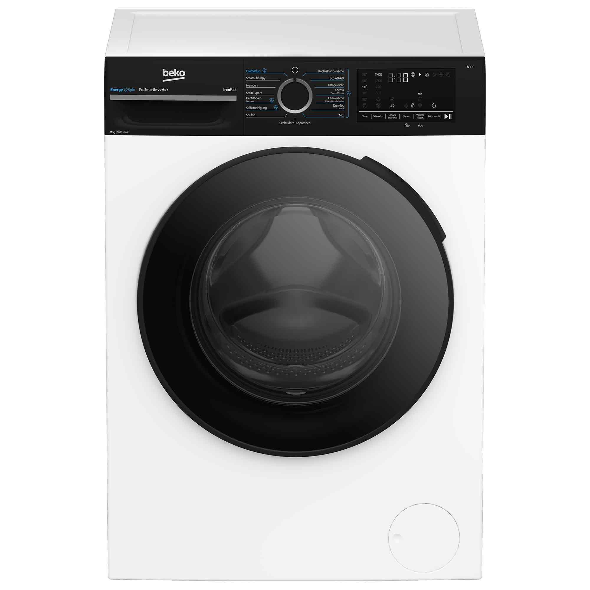 BEKO Waschmaschine BM3WFU31141R, 11 kg, 1400 U/min, Kindersicherung, Wasserschutzsystem, Warnanzeige für Türverriegelung