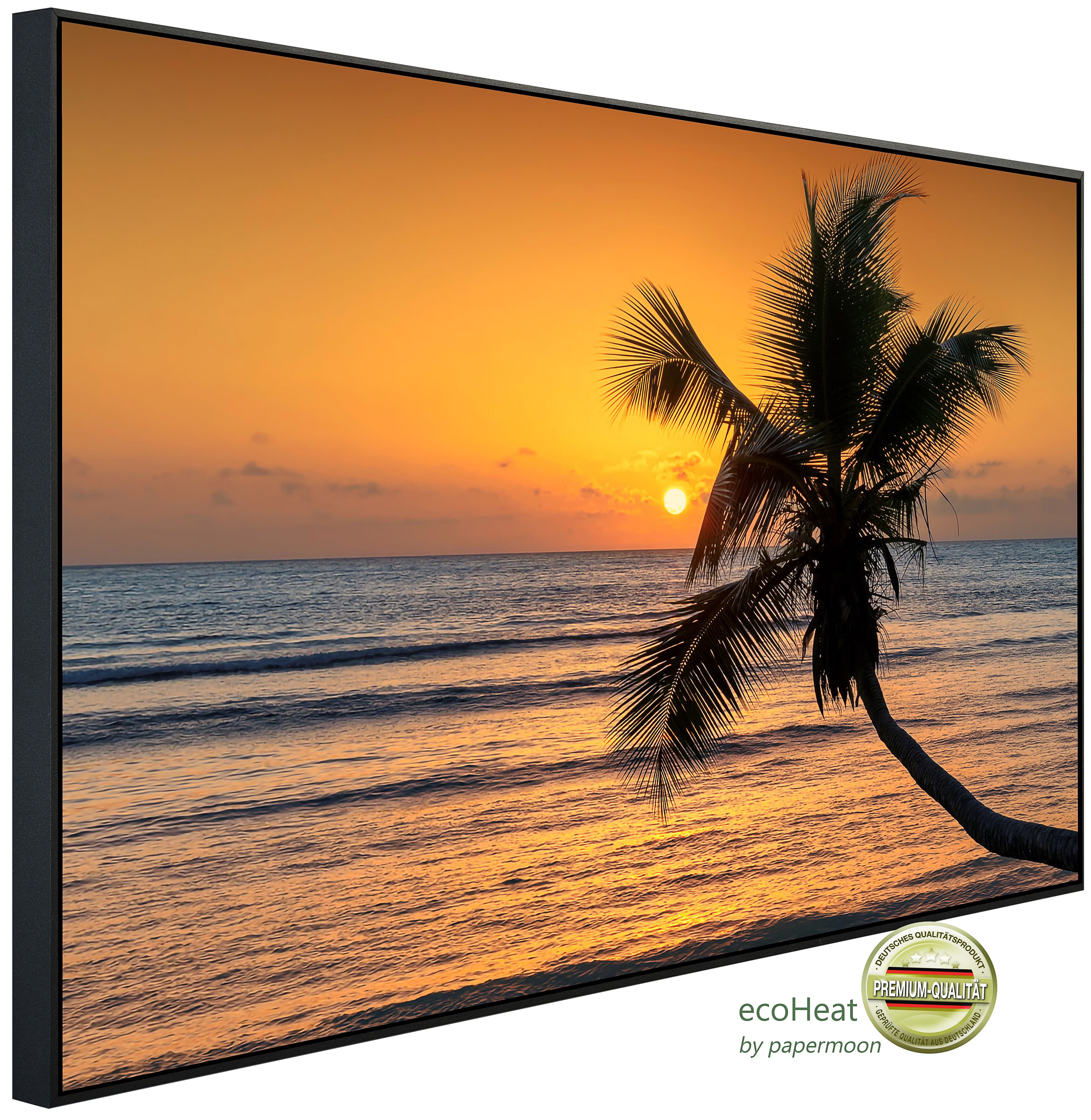 Papermoon Infrarotheizung INFRAROT-BILD-HEIZUNG, Palme am Strand, TÜV-Rheinland/GS zertifiziert, angenehme Strahlungswärme