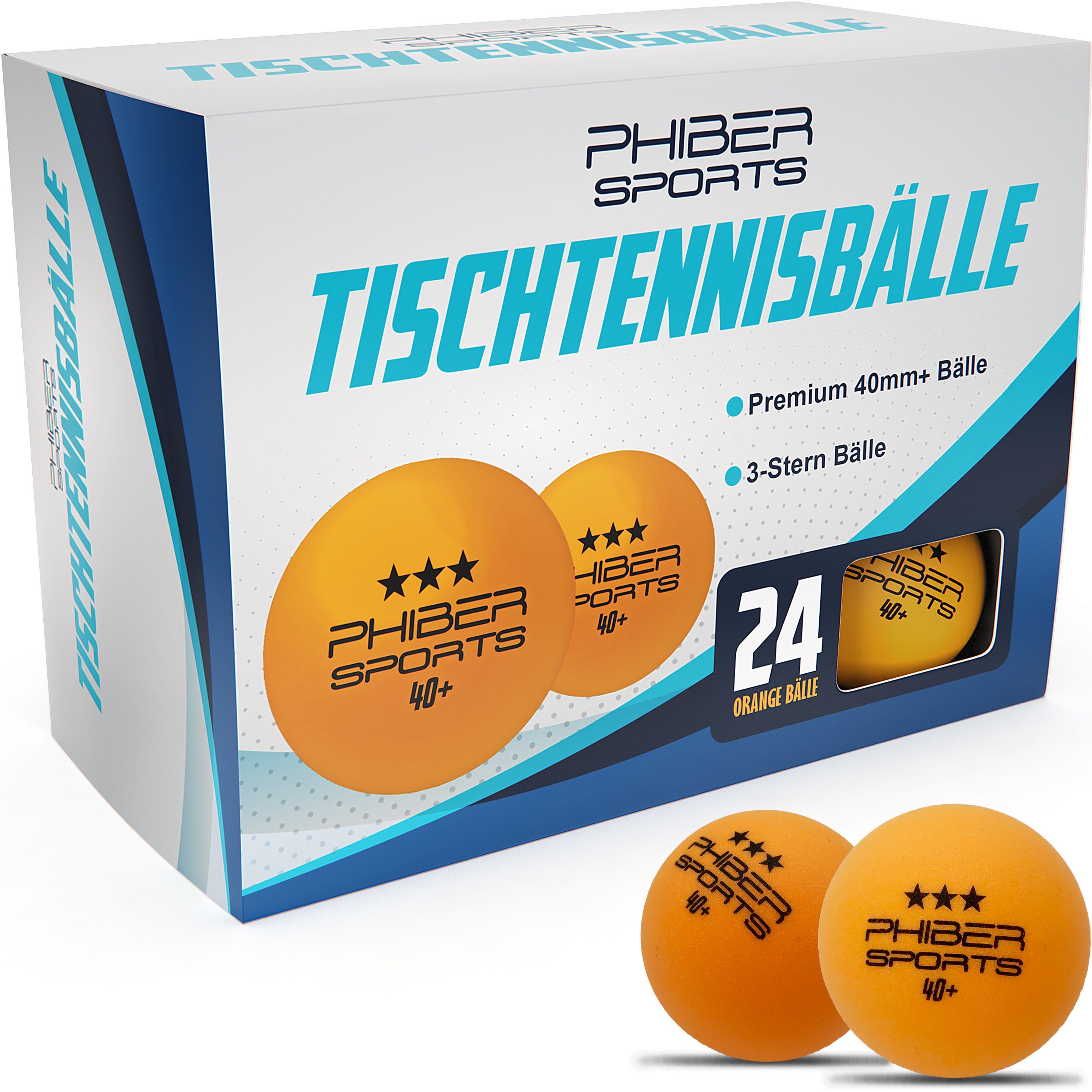 PHIBER-SPORTS Tischtennisball Orange 3 [24 Profis Ideal (Set, für Wettbewerbsrichtlinien und produziert 24 Anfänger, Familien 3-Stern Stück] Nach orange - Tischtennisbälle), Stern