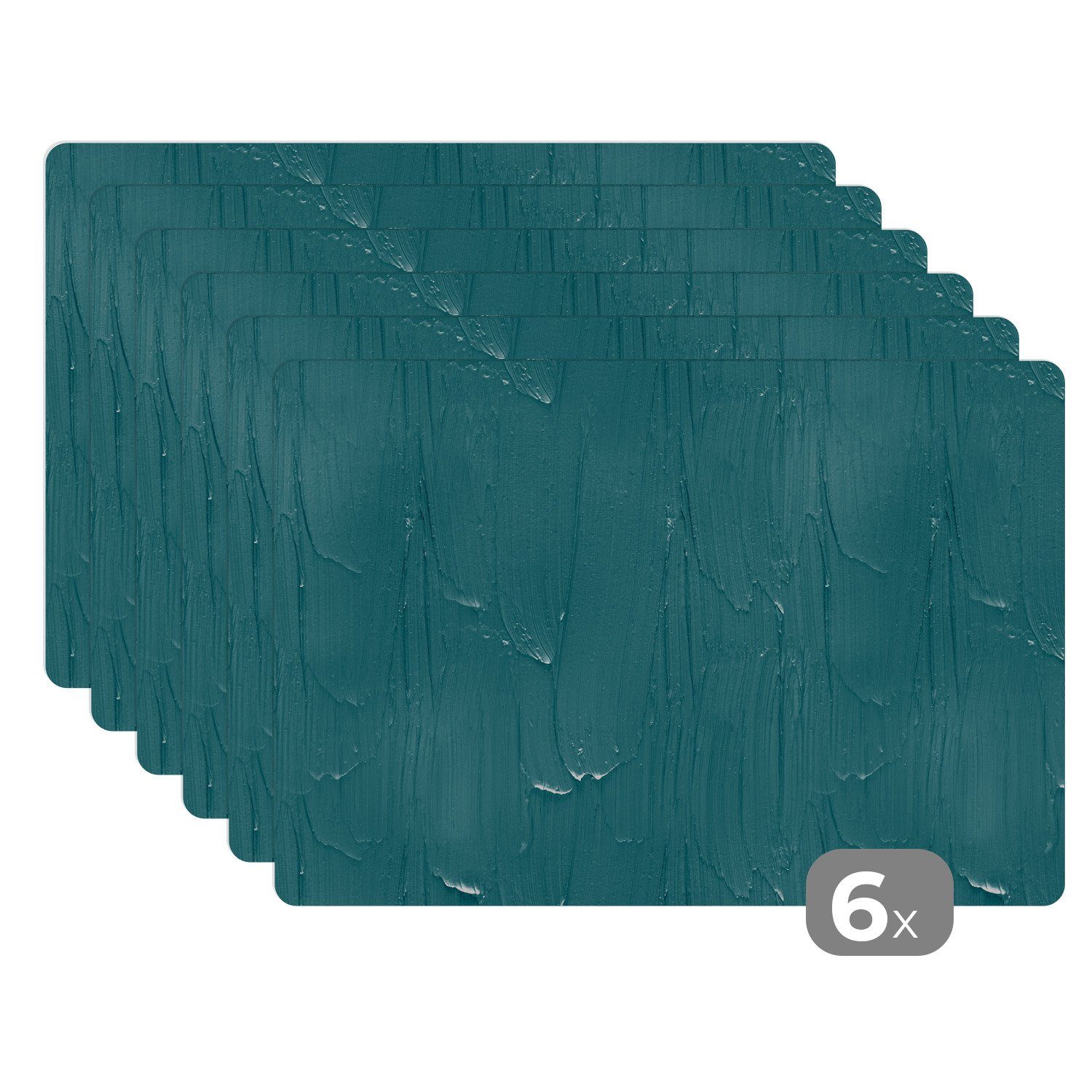 MuchoWow Platzset Farbe - Türkis - Abstrakt, (6-St), Platzsets, Tischset, Abwaschbar, Tischsets, Platzdeckchen