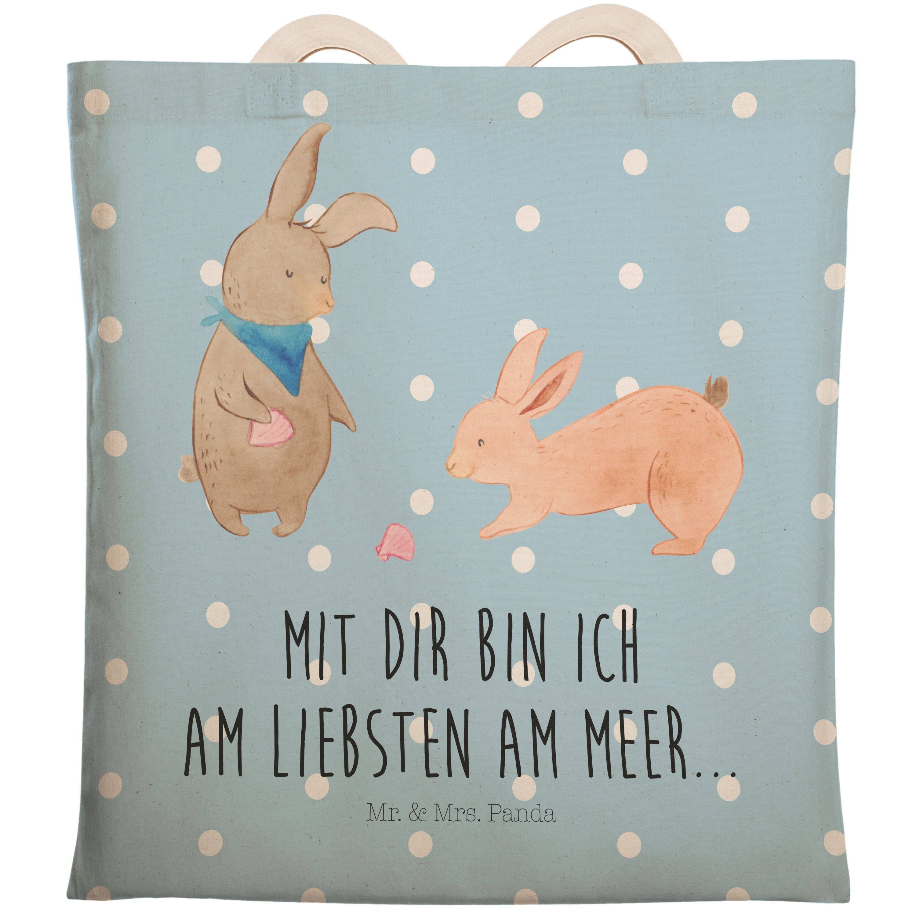 Mr. & Mrs. Panda Tragetasche Hasen Muschel - Blau Pastell - Geschenk, Meer, Freundinnen, Baumwollt (1-tlg)