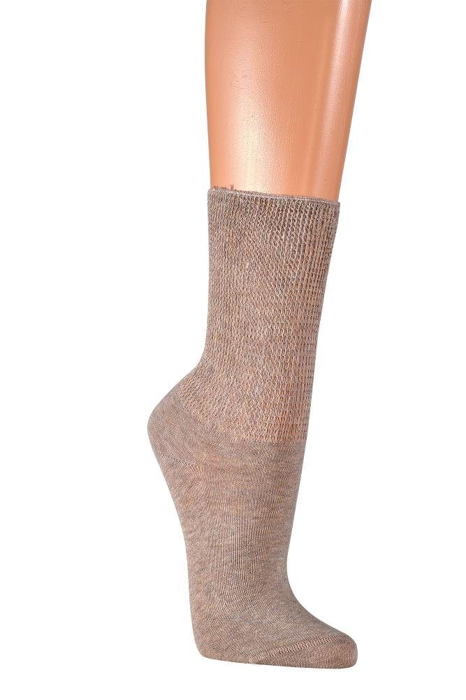 Netzstricktechnik beige Diabetikersocken Diabetikersocken Paar) maximale für 80% Wowerat EXTRA-BREIT in Biobaumwolle Netzbund Schaft Dehnbarkeit mit (2