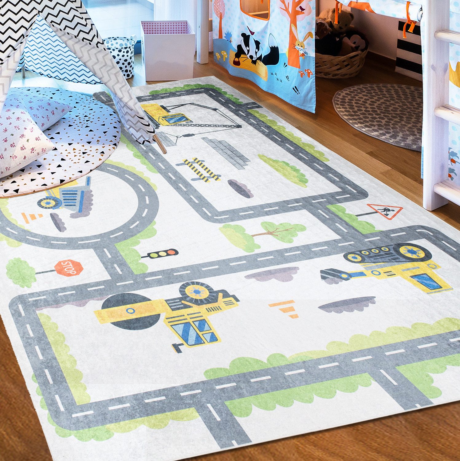 Mazovia Kinderteppich Kinderteppich Straßen Kinderzimmer, 80 günstig online kaufen