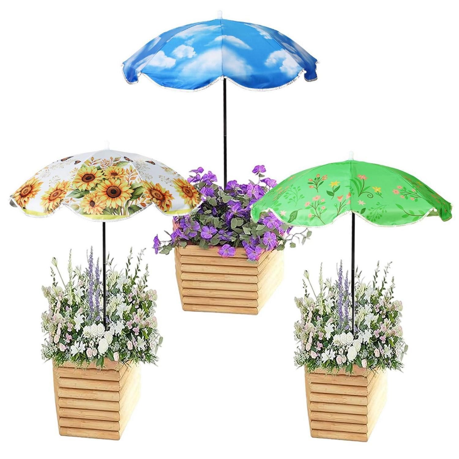 LuxusKollektion Balkonschirm Pflanzenschirm 3er Set Blumen Obst Gemüse Deko Outdoor