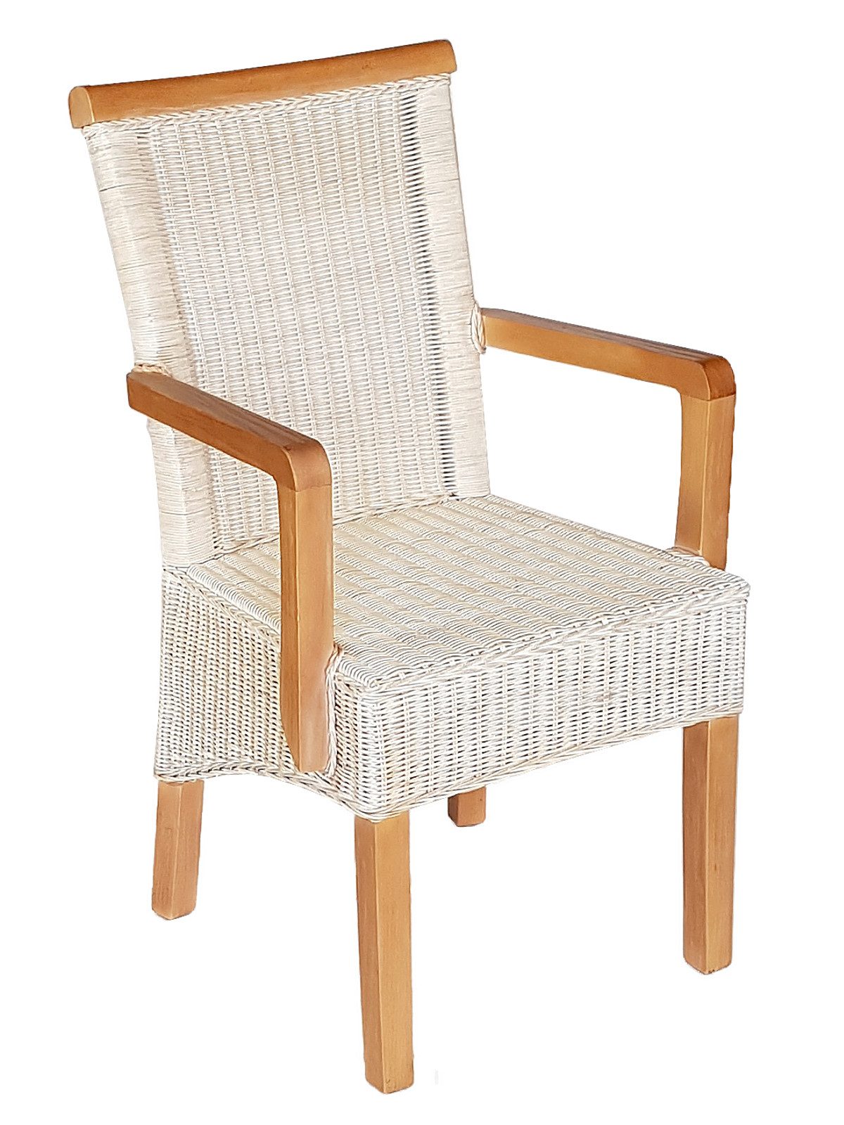 Amagohome Armlehnstuhl Esszimmer Stuhl mit Armlehnen Rattanstuhl weiß Perth Korbstuhl Rattan