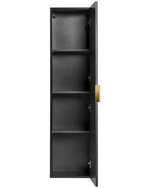 einfachgutemoebel Waschtisch-Set Badezimmer Hochschrank BLACKENED, 1-türig 140cm hoch, schwarz, (Badmöbel Set, 1-St., Bad Hochschrank 140cm)