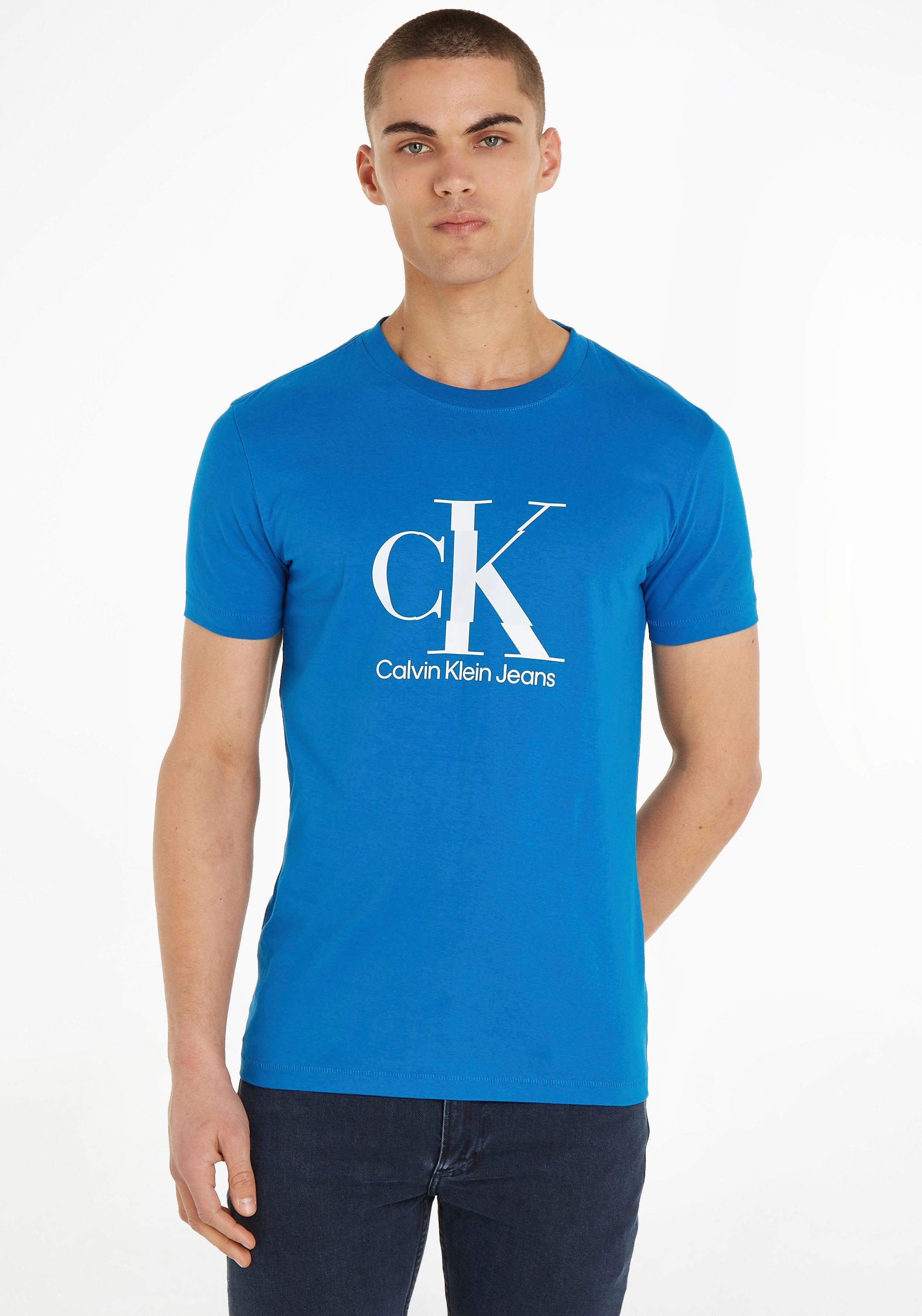 Calvin Klein Jeans Kurzarmshirt mit Calvin Jeans Blue Tarps Klein Logoprint