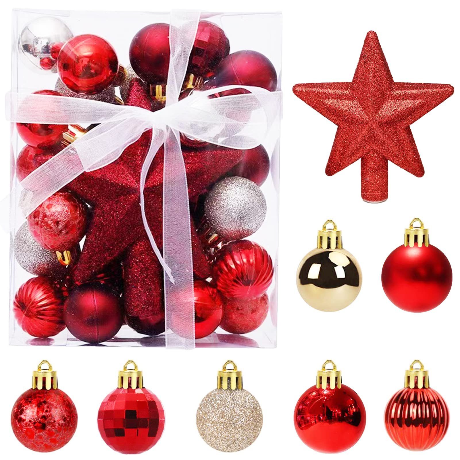 Coonoor Weihnachtsbaumkugel 30er Set Weihnachtskugel, 3cm Christbaumschmuck