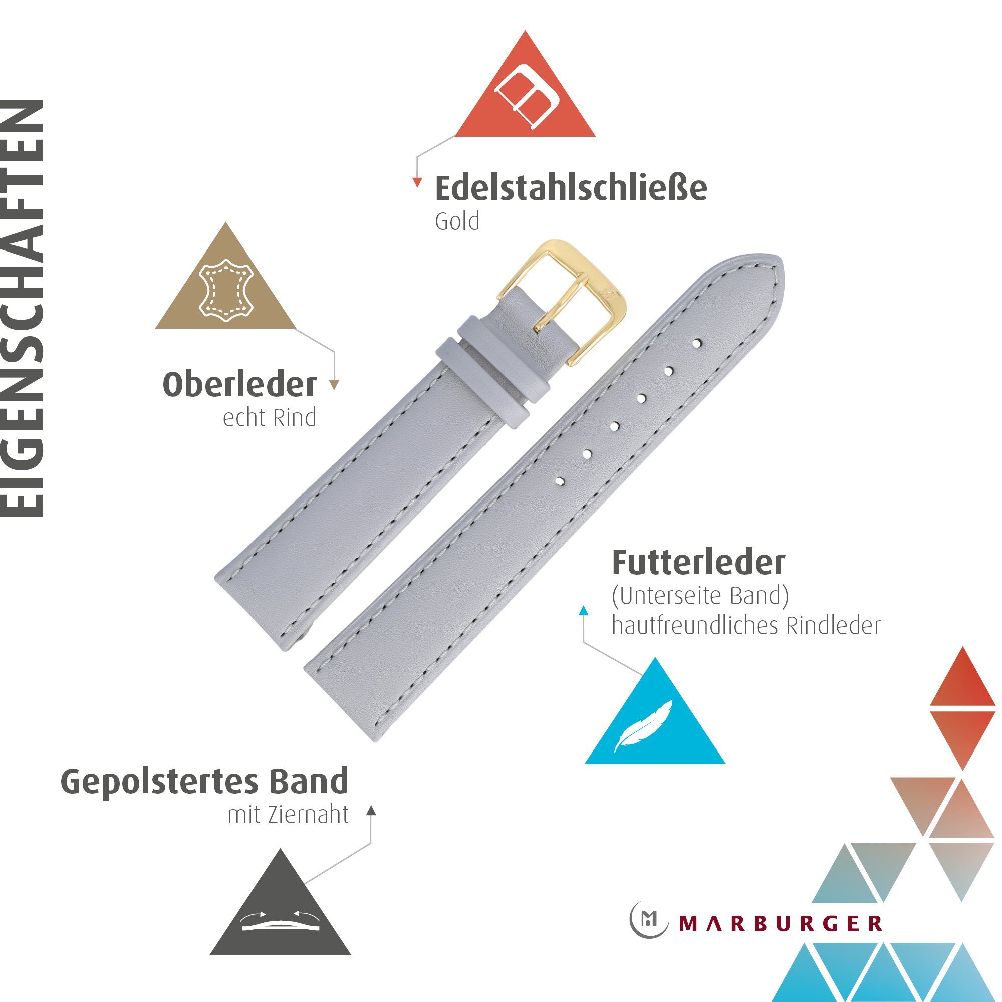 MARBURGER Uhrenarmband 20mm Leder