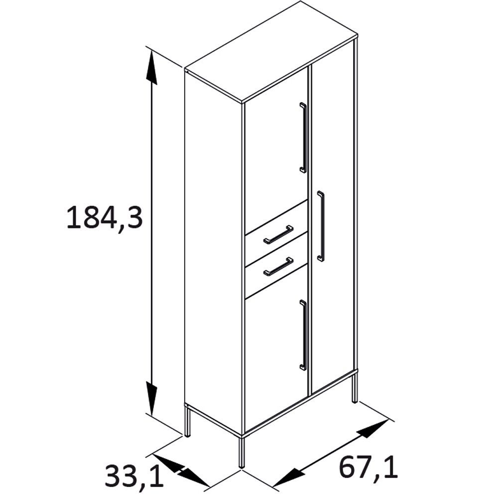KELLA-80 3 Hochschrank in Türen 67,1/184,3/33,1 waldgrün, B/H/T: cm ca. Lomadox mit