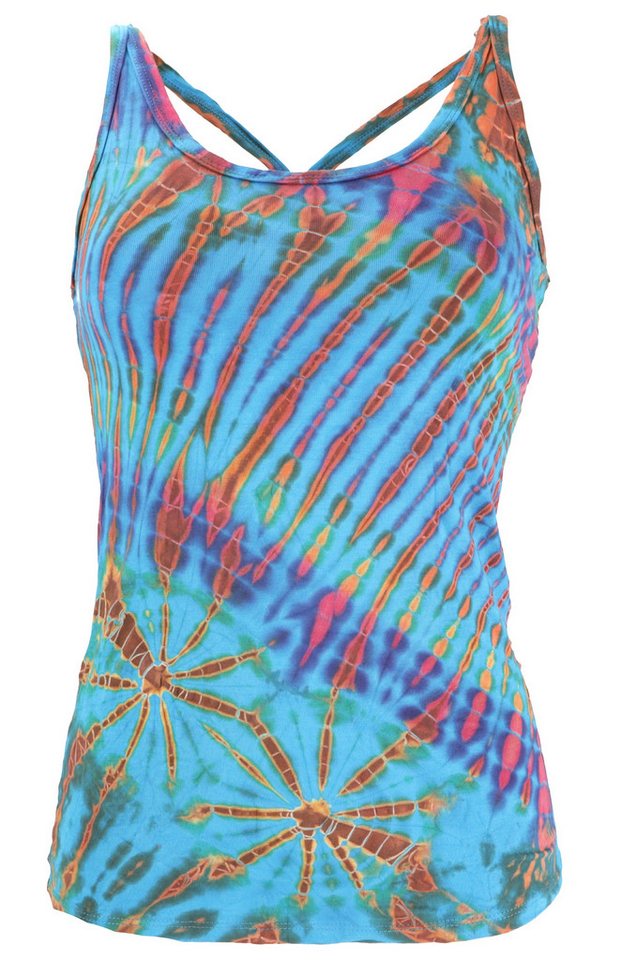 Guru-Shop T-Shirt Batik Hippie Top, Tank Top - türkis Festival, Ethno Style, Hippie, alternative Bekleidung