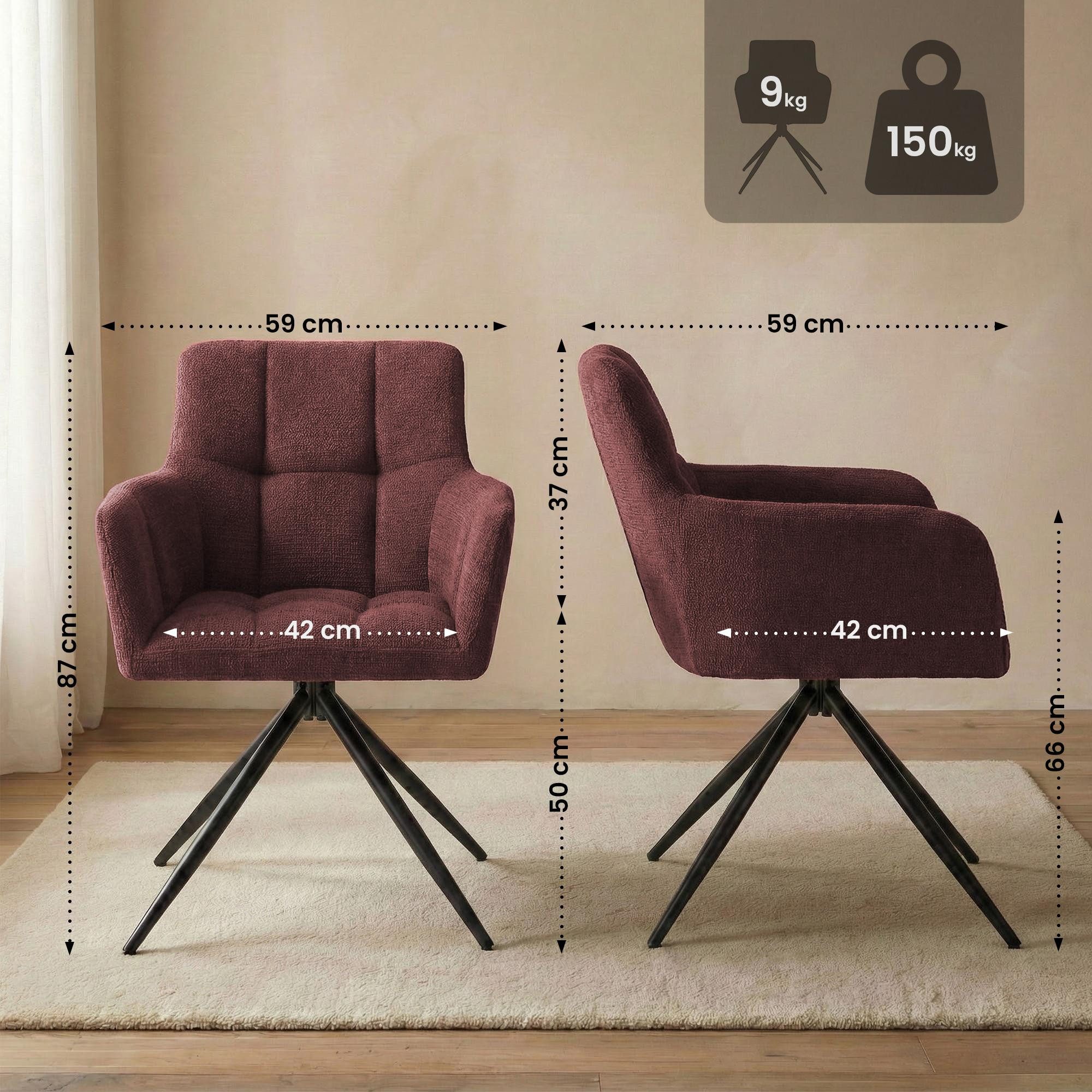 CLP Esszimmerstuhl Jonah (2er Set, 2 St), drehbar mit Armlehnen, bis 150 kg günstig online kaufen