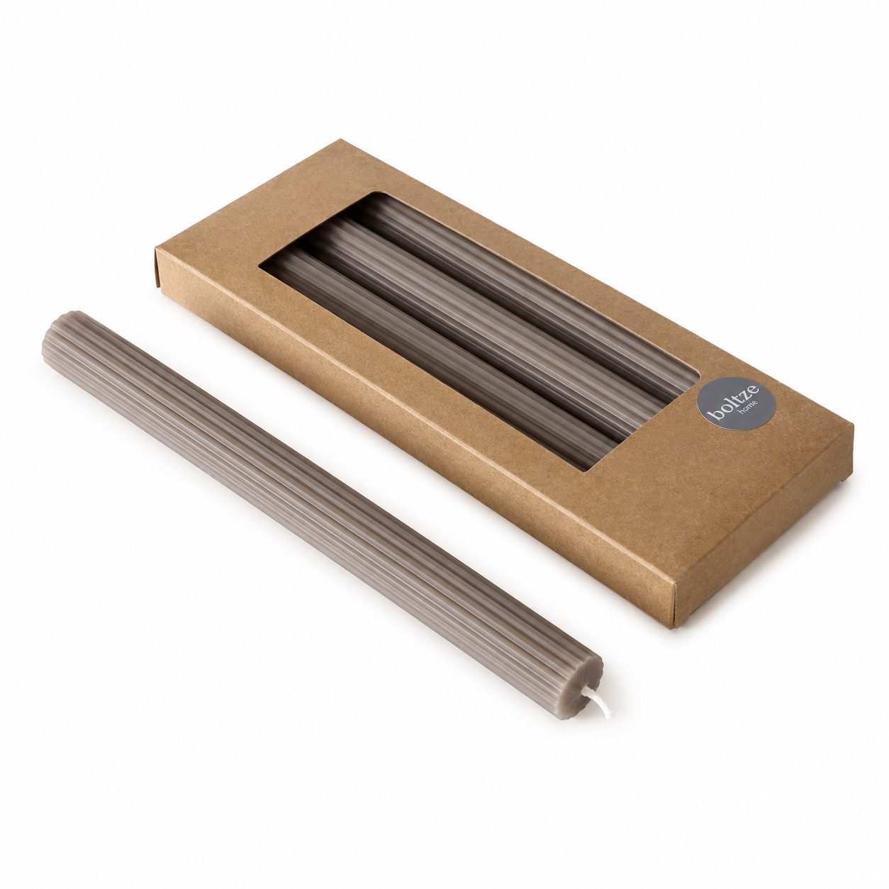BOLTZE Tafelkerze Stabkerzen Klassik Braun 4er-Set mit Rillen 25 cm