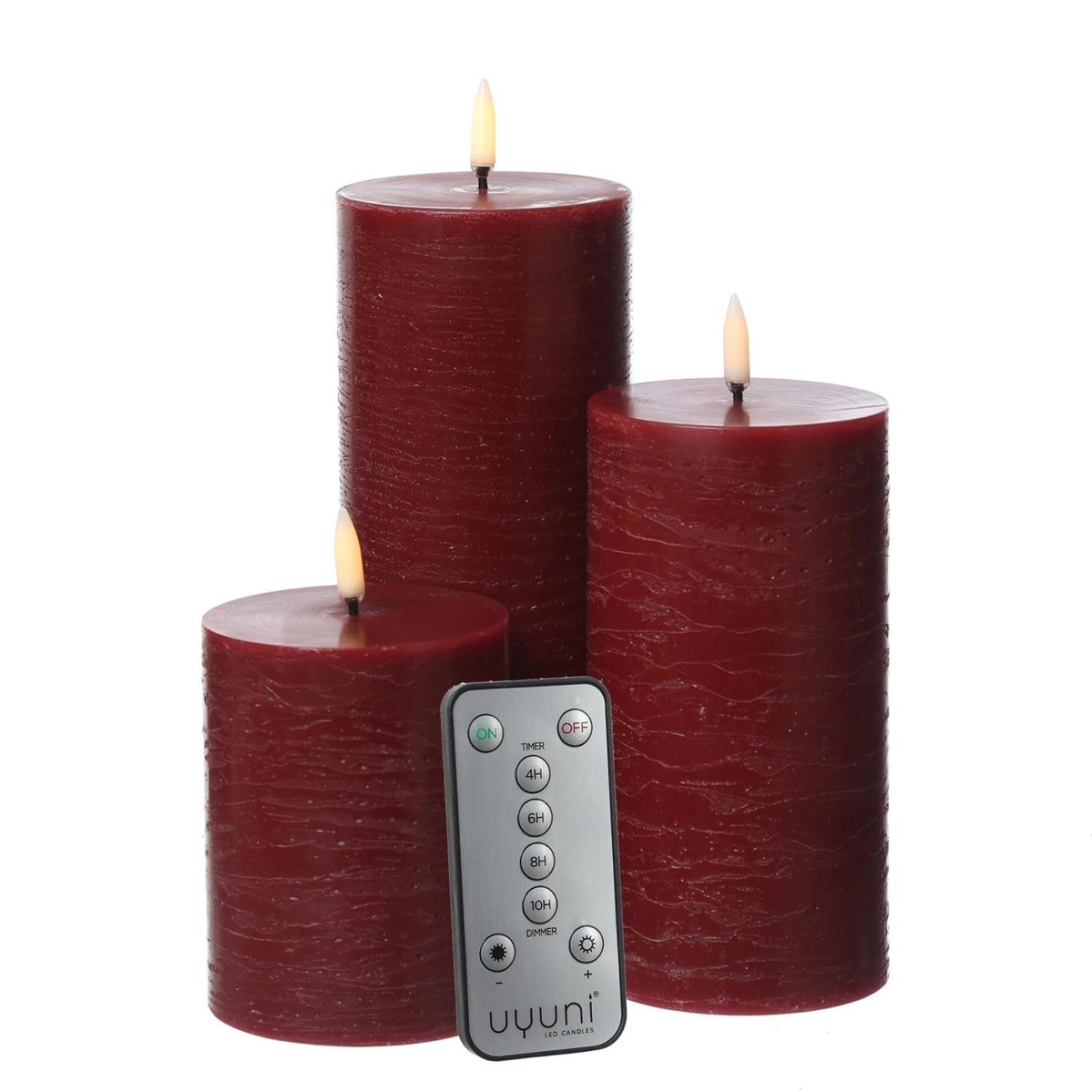 UYUNI Lighting LED-Kerze LED Kerzenset PIA Uyuni Rustik-Optik 3 Größen rot günstig online kaufen