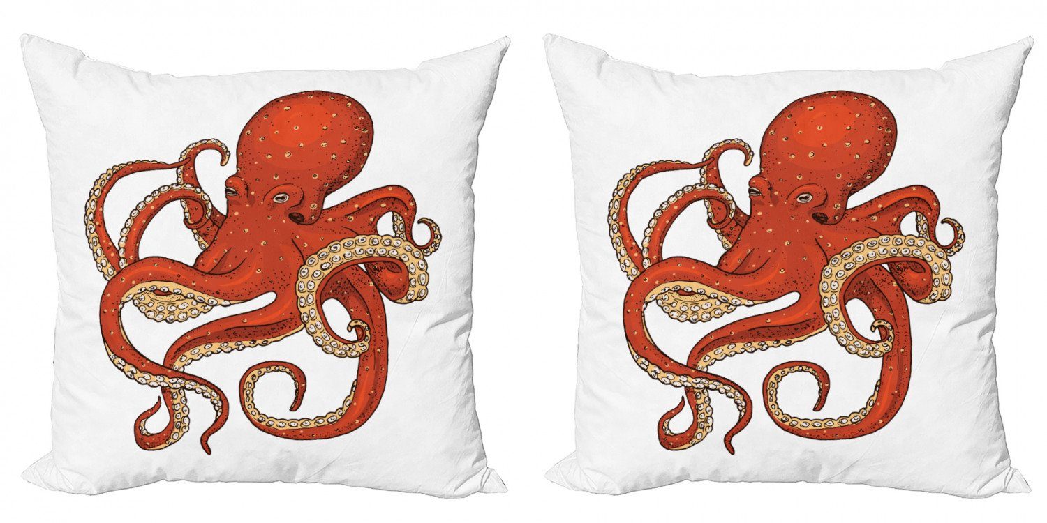 Kissenbezüge Modern Accent Doppelseitiger Digitaldruck, Abakuhaus (2 Stück), Nautical Tattoo Octopus Drawing