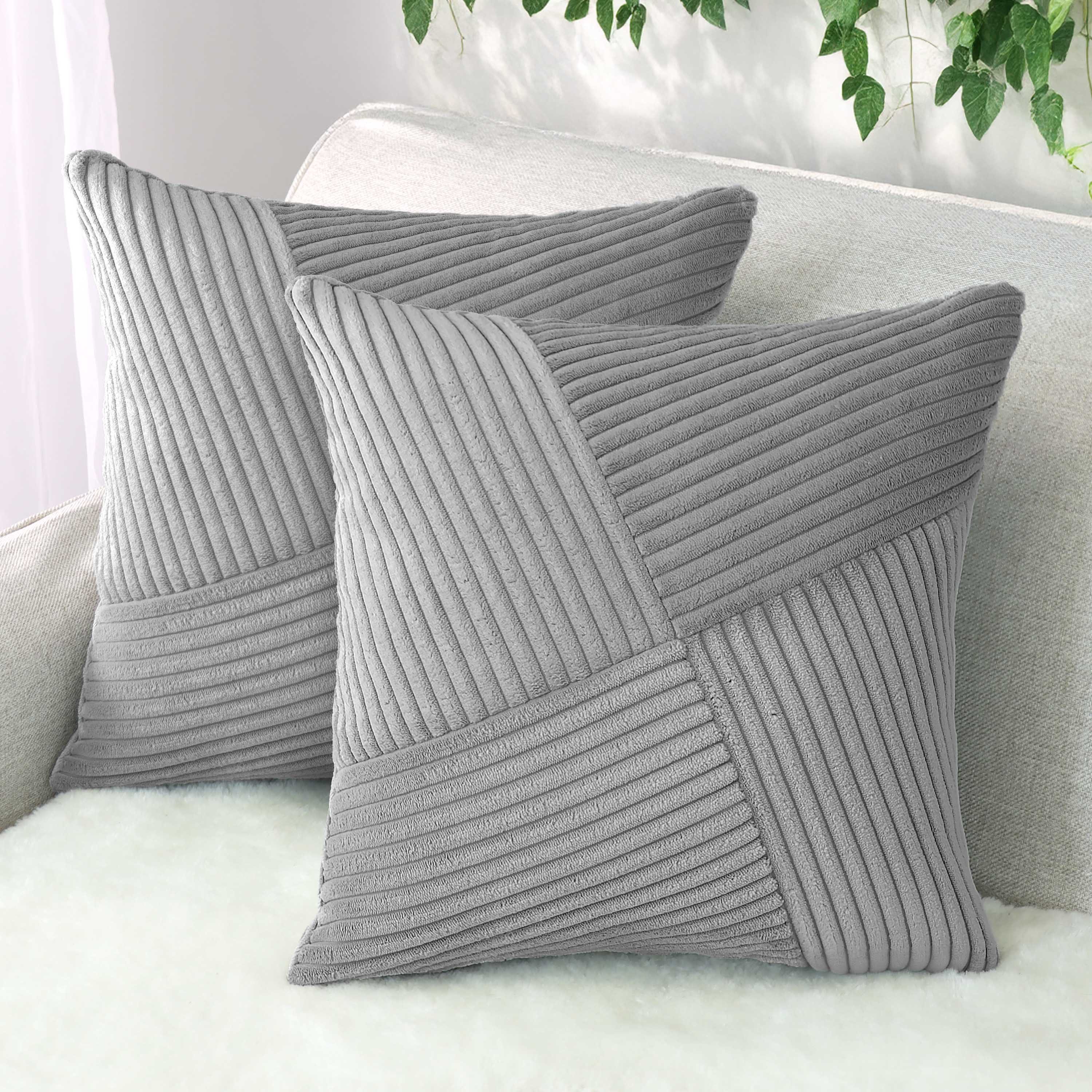 Amilian Dekokissen Sofakissen 40x40 2er Set mit Füllung und Bezug - Cord-Optik, Reißverschluss, formstabil, 2 Stück