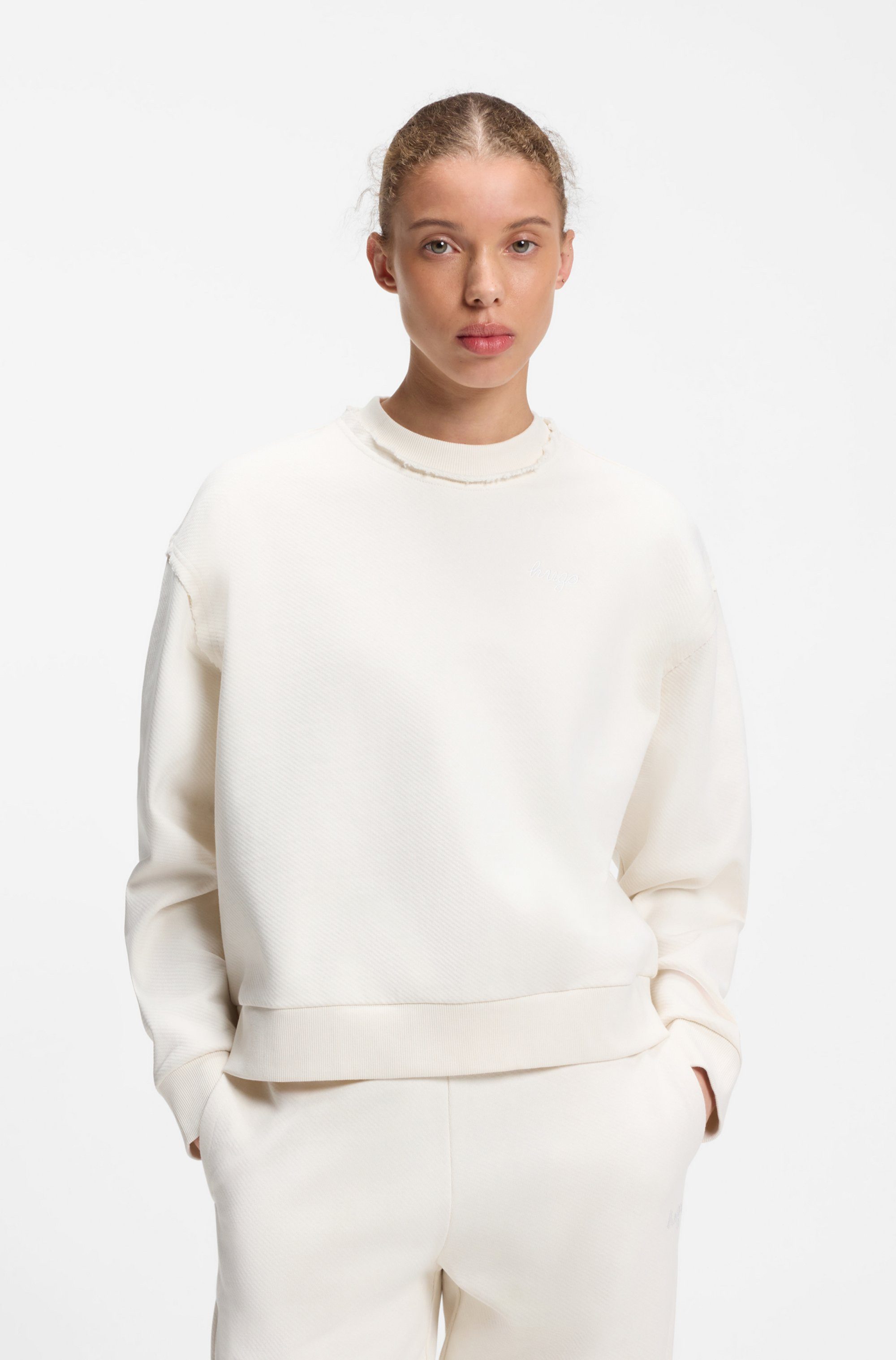 HUGO Sweatshirt Dismoolie mit Logostickerei, Relaxed Fit