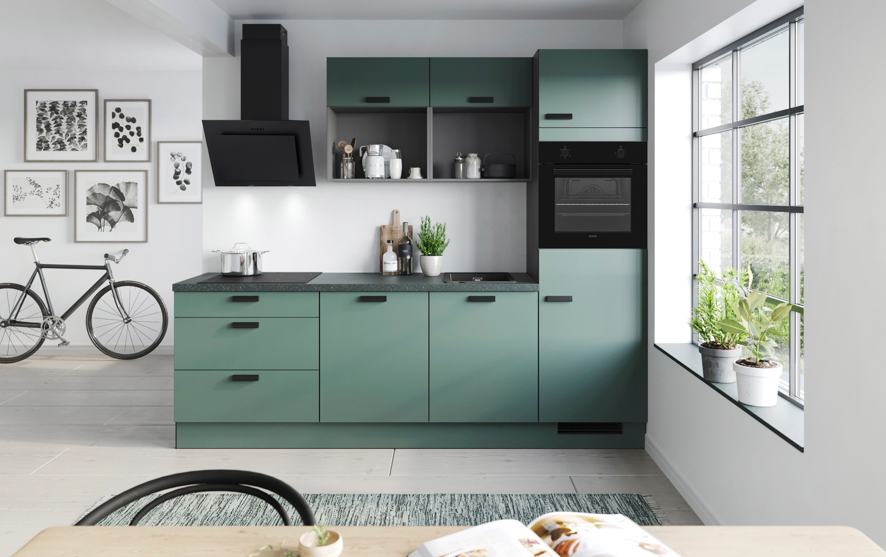 IMPULS KÜCHEN Küchenzeile "Breslau", Ausrichtung wählbar, Schubkästen mit Soft-Close, vormontiert, wahlweise mit E-Geräten, Breite 260cm