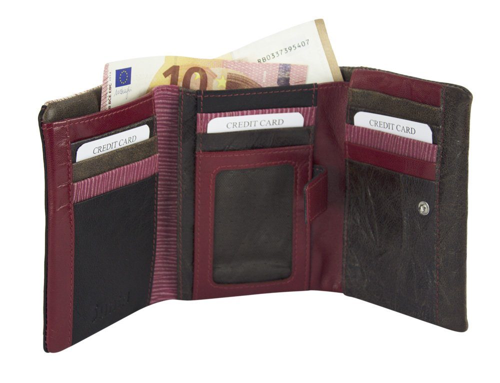 mit RFID-Schutz, echt Geldbörse eleganten Design, rot Leder, Geldbeutel Portemonnaie zeitlos Brieftasche, Leder Sunsa in