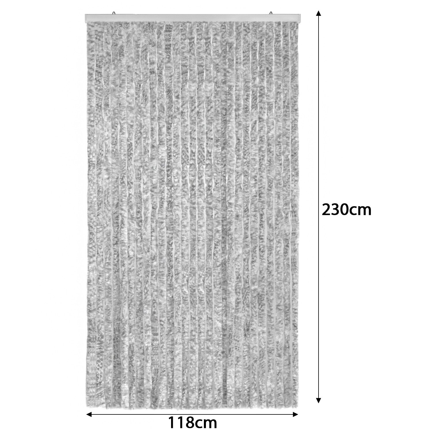 Moritz Türvorhang Flauschvorhang 118 x 230 cm grau weiss (1 St), Hakenaufhängung, Chenille Vorhänge Camping Türvorhang Wohnwagen Wohnmobil Zubehör