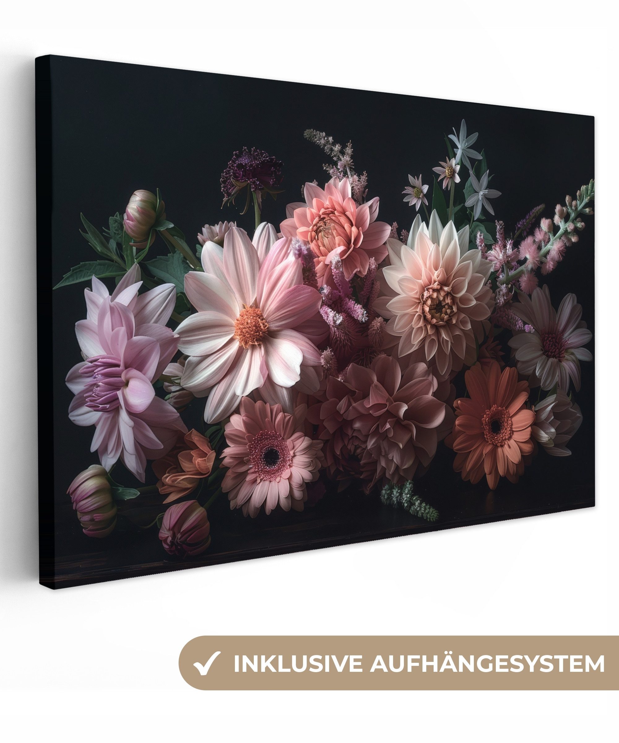 OneMillionCanvasses® Leinwandbild Blumen - Bunt - Rosa - Modern, Fotodruck günstig online kaufen