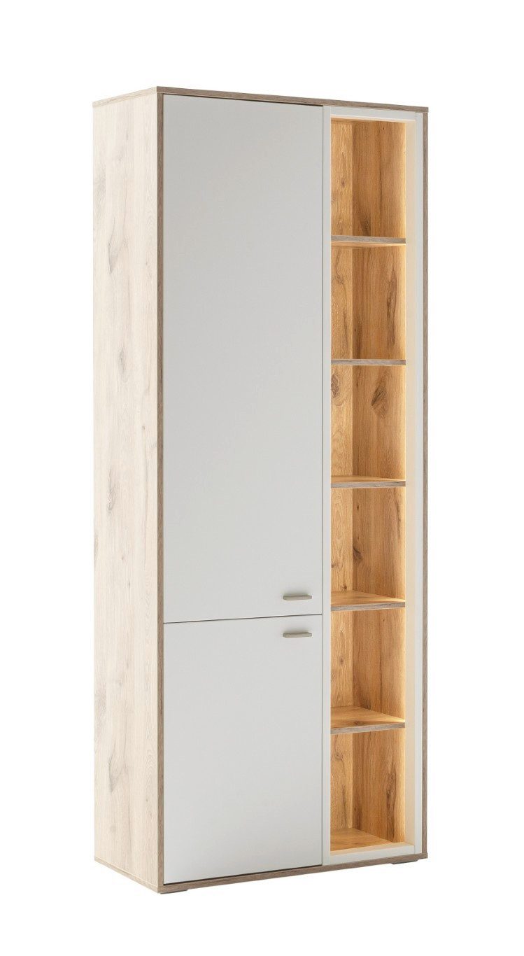MCA furniture Vitrine Kombi-Vitrine Santerno, Soft white / Viking Oak, ohne Beleuchtung