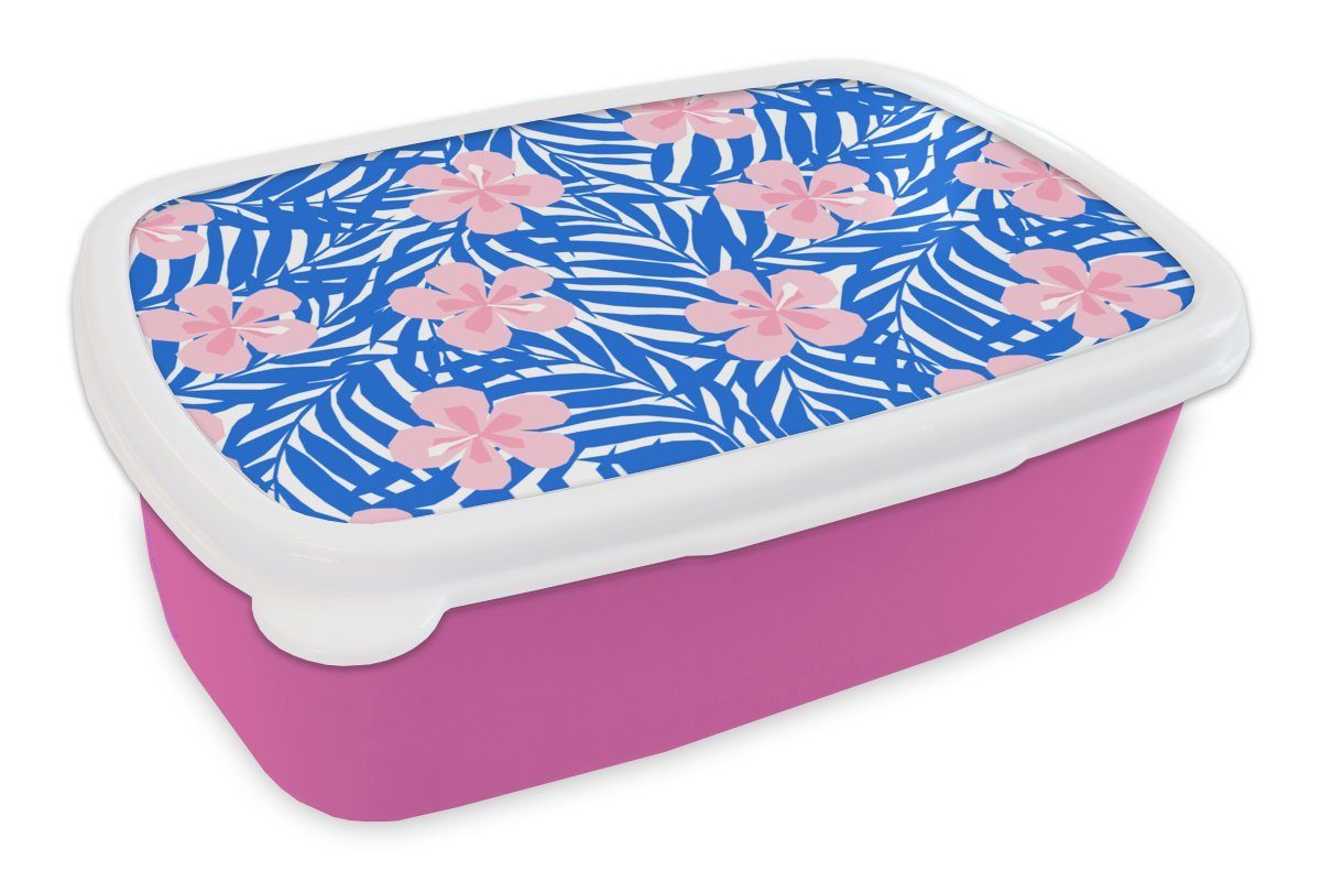 MuchoWow Lunchbox Hawaii Blüte (2-tlg), - Erwachsene, Tropisch Mädchen, Kunststoff - Muster, Brotdose rosa für Kunststoff, - Kinder, Snackbox, Brotbox