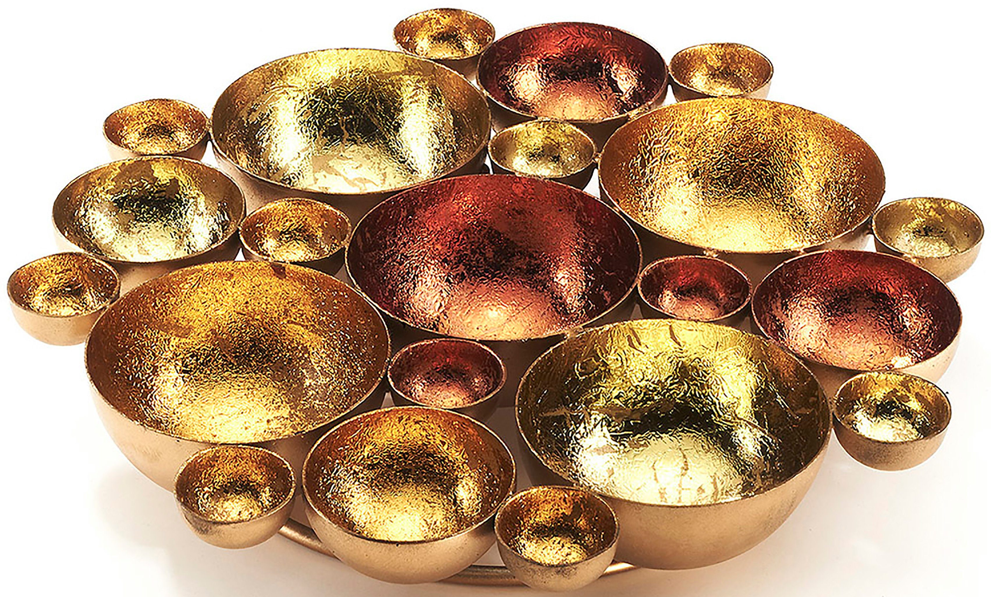 D27cm Bubble (Metall) Kobolo bronze Teelichter für Kerzenteller gold Kerzenhalter