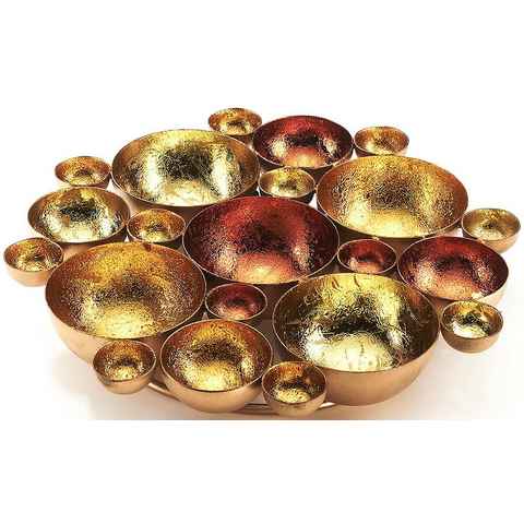 Kobolo Kerzenhalter Kerzenteller Bubble für Teelichter gold bronze D27cm (Metall)
