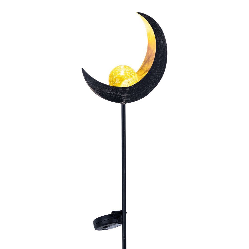 GLOBO LIGHTING LED Solarleuchte, LED-Leuchtmittel fest verbaut, Design LED Solar Leuchte Außen Beleuchtung Dekoration Steck Lampe Mond